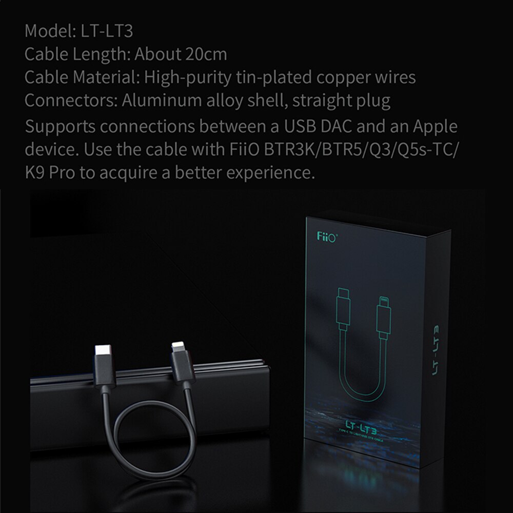 Fiio LT-LT3 20Cm Type-C Bliksem Otg Kabel Voor Ios Verbinden Met BTR5 BTR3K Q3 Q5S-TC