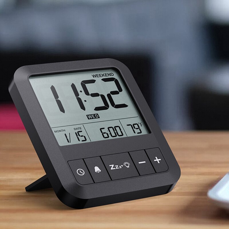 JFBL Portable Travel Alarm Clock Rectangular Student Bedside Clock Large Screen Display Silent Digital Electronic Clock