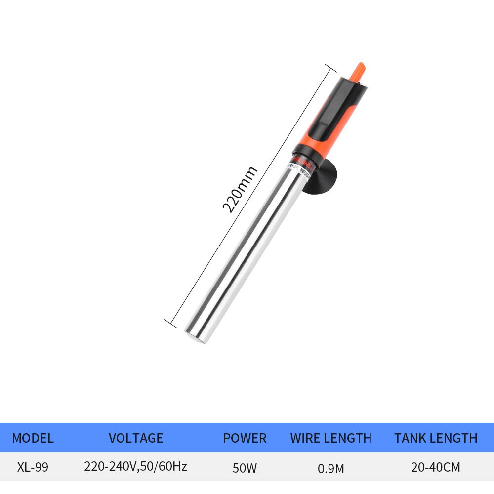 Xl-99 Stainless Steel Heating Rod Explosion Proof Aquarium Heater Automatic Constant Temperature Aquarium Fish Tank Heating: 50W / US Plug