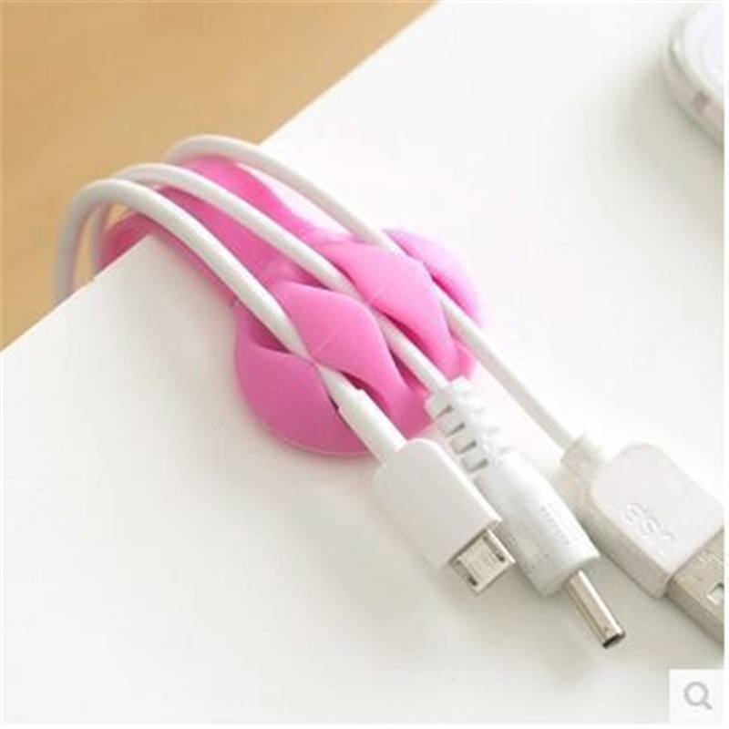 Multi-purpose Desktop Phone Cable Winder Headphone Clip Management Organizer Charger Cable Silicone Holder 3 Slot Strips