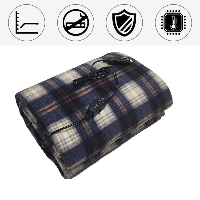Manta de coche eléctrica, manta térmica de viaje de 12V con adaptador de CA para suministros de coche RV-gran clima frío Supp