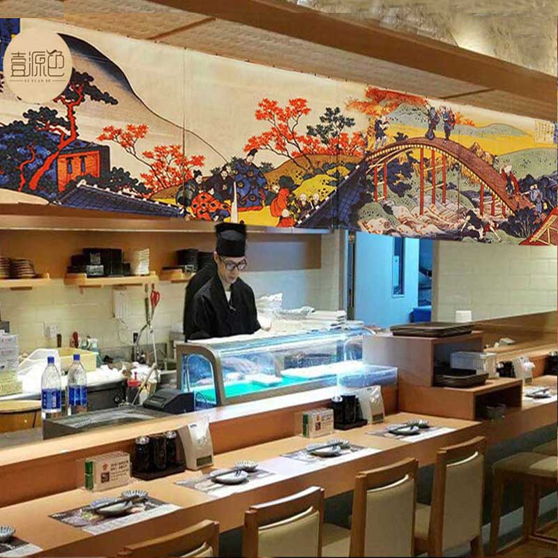 Japansk døråbning gardin sushi restaurant noren gardin bar dekorativ gardin hjem køkken spisestue skillevæg gardin
