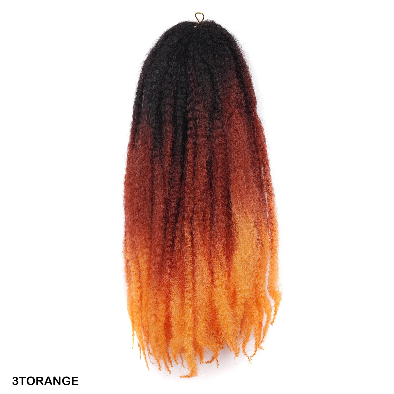 Pelo de ganchillo Marley Twist, pelo trenzado corto y rizado, trenzas bohemias, extensiones de cabello de ganchillo sintético, peinado Afro negro: Naranja