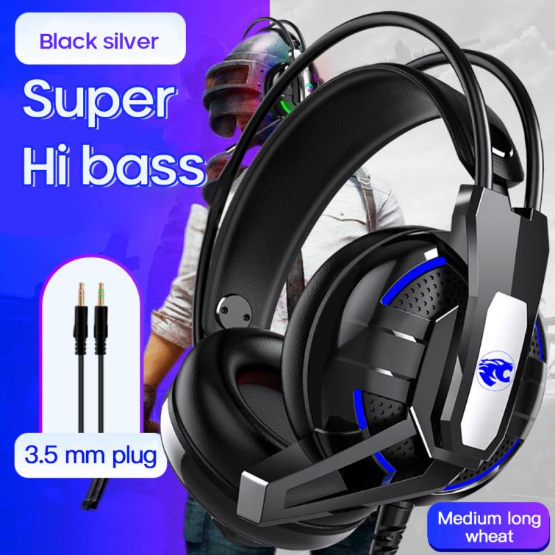 Casque filaire ordinateur portable jeu casque lumineux avec Microphone 4D effets sonores lumineux graves lourds écouteurs pour PC: Black No light A12