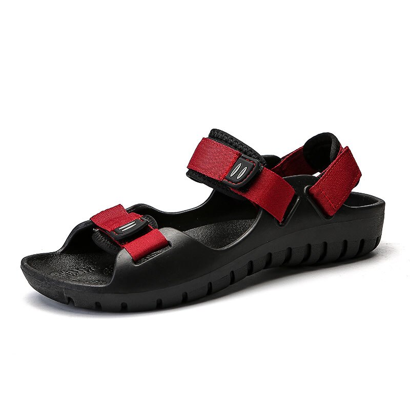 Mænd sandaler komfortable mænd sommer hjemmesko sko stor størrelse bløde strandsandaler mænd roman komfortable mænd sommer lejligheder: Rød / 10