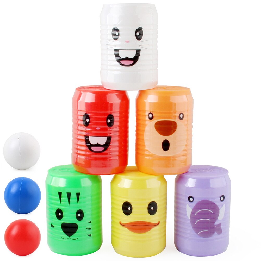 Juego de bolos de plástico con estampado de animales, juego de bolos DIY, 1 Juego