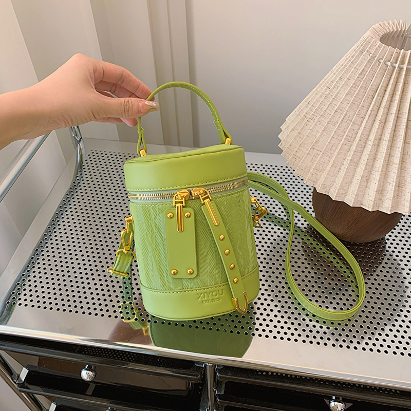 Bolso tipo cubo con estampado de mármol para mujer, bolso de hombro de piel sintética con cremalleras dobles y correa desmontable para uso diario: Verde