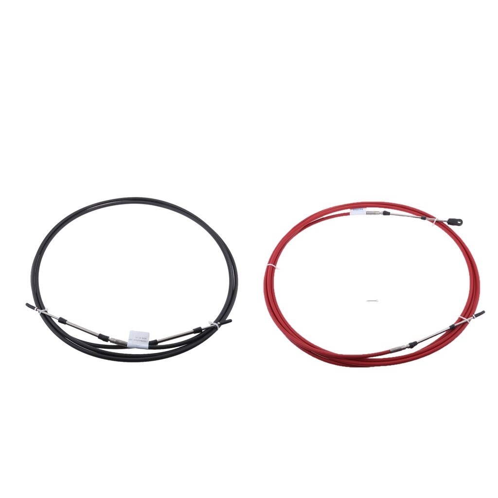 Marine Canoe Boat Outboard Engine Throttle Control Cable fit for YAMAHA Outboard - Black+Red(12ft)