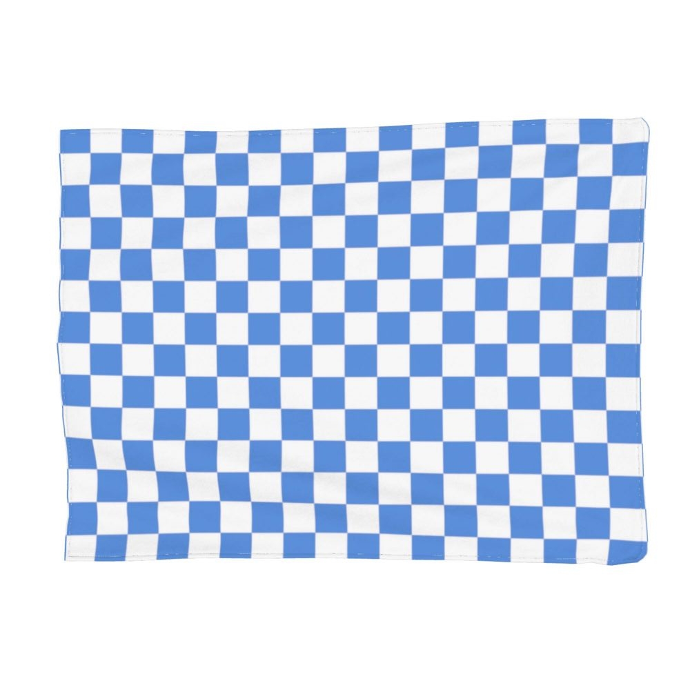 Lyserødt grønt skakbræt tæppe fløjlstrykt ternet åndbart letvægtstæppe til seng soveværelse plys tyndt quilt: 100 x 140cm / Blå