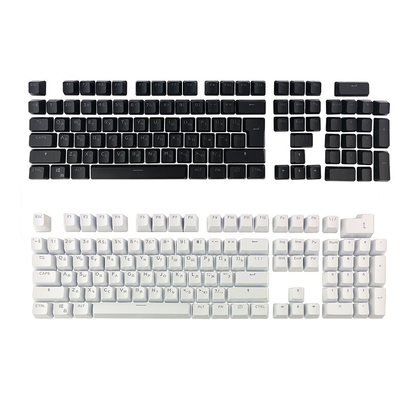 Russian Keycaps for Mechanical Keyboard Compatible with MX Switches DIY Replacement Transparent Support Led Lighting Keycaps