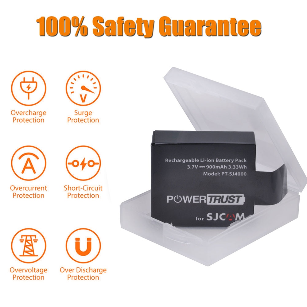 PowerTrust 4x SJ4000 batería PG1050 + LED 3 ranuras cargador USB para SJCAM SJ4000 SJ5000 SJ6000 SJ7000 SJ8000 SJ9000 M10 Cámara de Acción