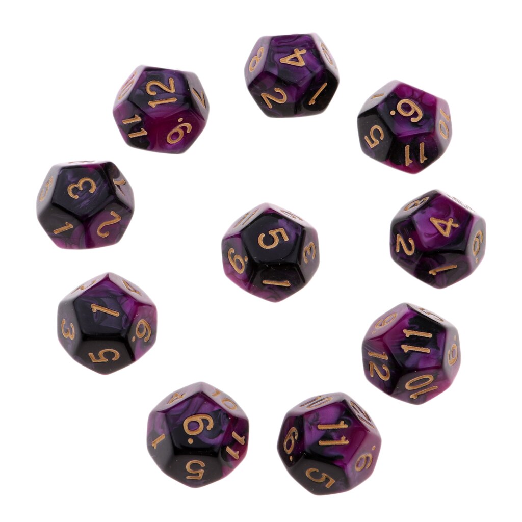  of 10- pakkaus monisivuisia noppaa, polyhedroninoppasetti  d12 d&amp;d / trpg-pöytäpeliroolipelinoppaa varten
