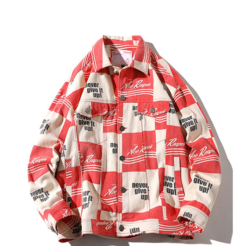 Rhymonster volledig bedrukte patchwork denim jassen hiphop multi-pocket jas heren herfst losse high street outfits