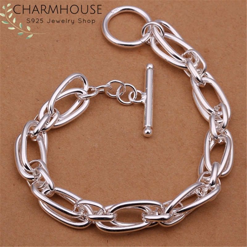 CharmHouse-Bracelet à chaîne à maillons en argent 925 Bracelets pour femme, accessoires Bijoux, , idée