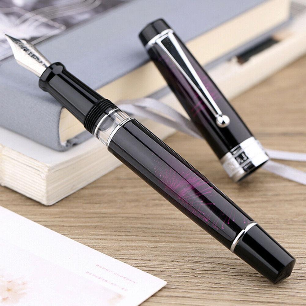 MAJOHN – stylo-plume à Piston T5, en métal Iridium EF/F/M, magnifique stylo à encre de grande capacité pour écriture, de bureau avec boîte