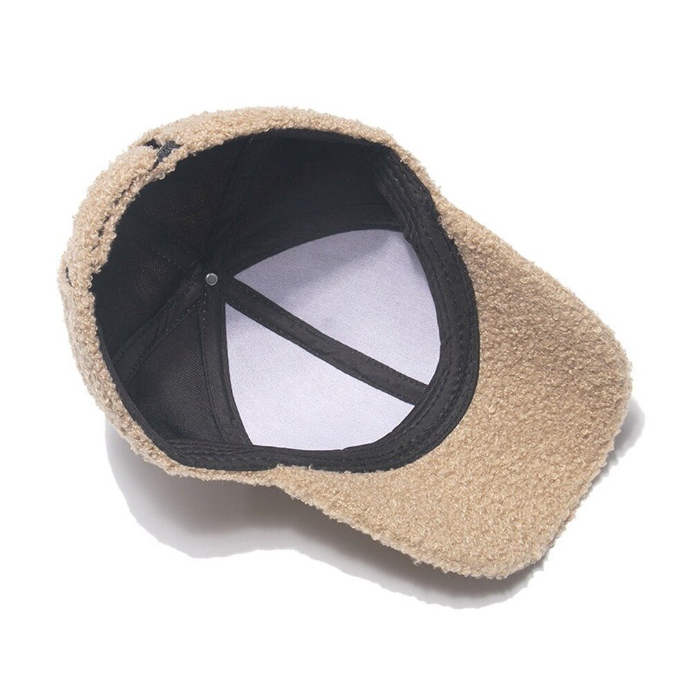 Autumn Winter Warm Lamb Hair Baseball Cap Lovely Plush Baseball Cap for Women