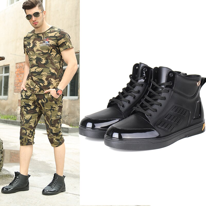 Mode Waterdichte Pvc Mannen Regen Schoenen Comfortabele Regen Laarzen Jongen Water Rubber Schoenen Enkellaarsjes up Schoenen