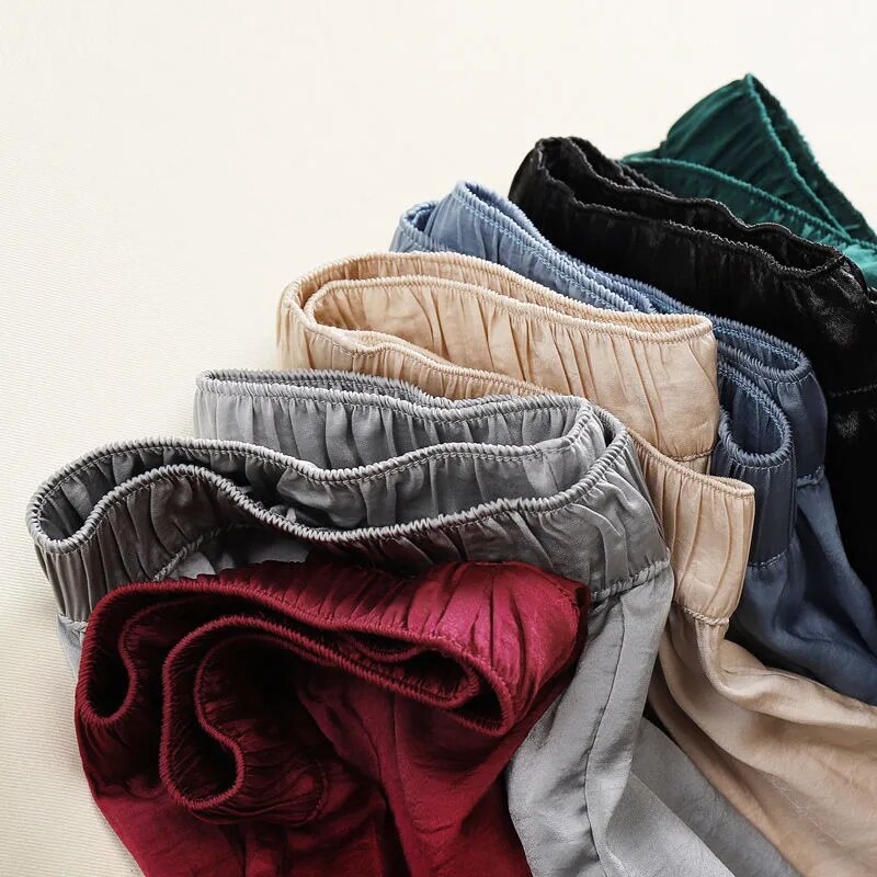 Cupro Wijde Broek Vrouwen Dunne Zomer Casual Broek Koreaanse Versie Van High-Taille Ijs Zijde Acetaat rechte Dweilen Broek