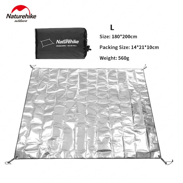 Naturehike Camping Tent Mat PE Aluminum Foil Waterproof Folding Floor Mattress Outdoor Beach Picnic Mat 3 Sizes Sun Shelter: L