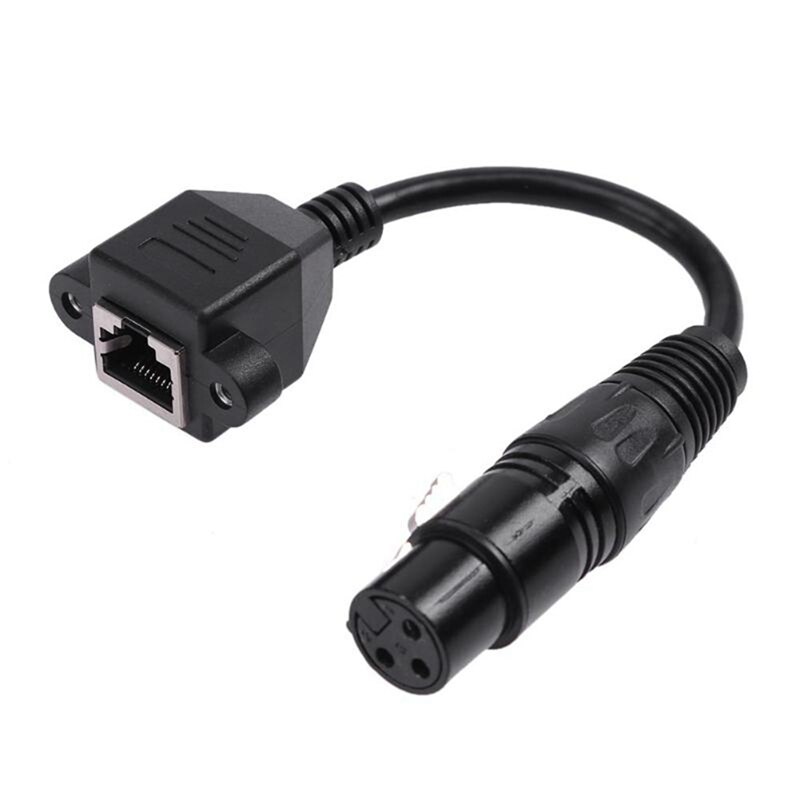 XLR3 to RJ45 Network Cable Female Port XLR Head to Network Cable Extension to XLR Male LED Light Cable