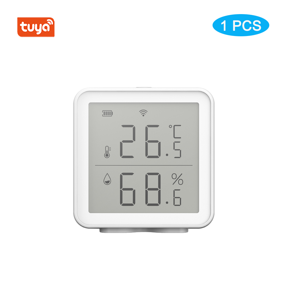 Smart Tuya WIFI Temperature And Humidity Sensor Indoor Hygrometer Thermometer With LCD Display Support Alexa Google Assistant: 1 Pc