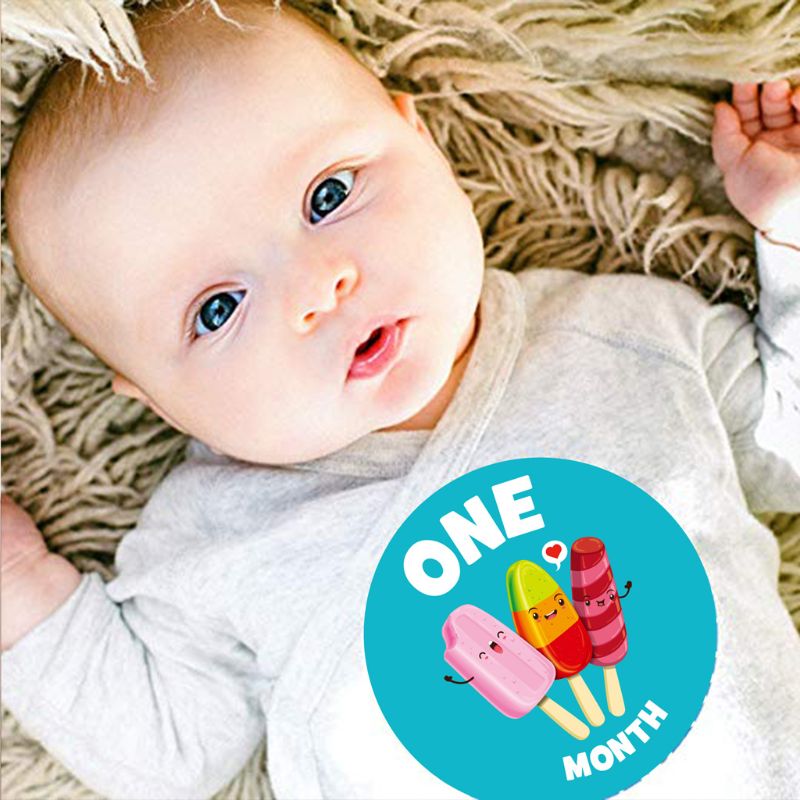 12 pçs sorvete padrão primeiro ano mensal marco foto compartilhamento bebê barriga adesivos 1-12 meses para lembranças da foto do bebê