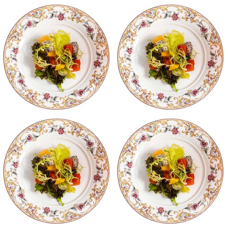 4pcs set, 8inch, fine bone china platter, porcelain dinner plates set, ceramic dinnerware set plates, kitchen plate flatter: Default Title