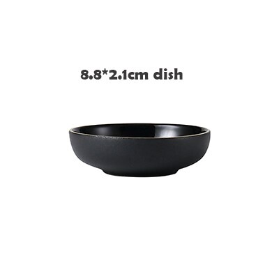 Vajilla dorada negra con borde, PARA CENA plato de cerámica, plato de arroz, ensalada, fideos, tazón para sopa, juegos de vajilla mate, herramienta de cocina: Dish