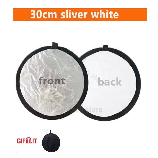 30cm 2-em-1 mini refletor fotografia ao vivo iluminação foto filler placa portátil refletor foto studio fotografia acessório: 30cm silver white