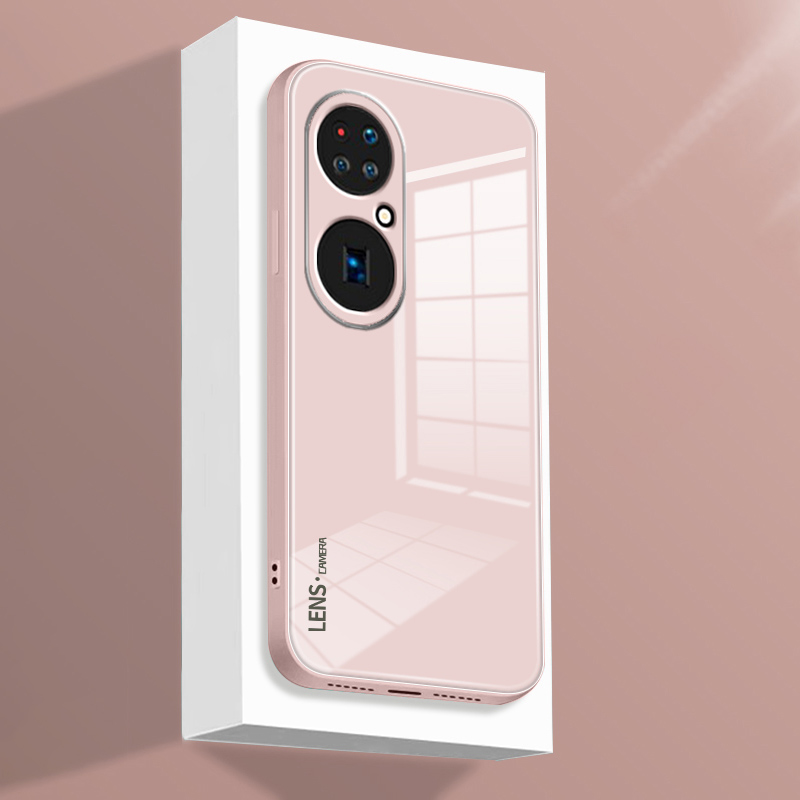 Originale schutzhülle aus gehärtetem glas für huawei  p50 Profi, weiche silikonkanten, robuste rückseite, schutzhülle für das  p 50 p50 Profi 360: Huawei  p50 Profi / Rosa