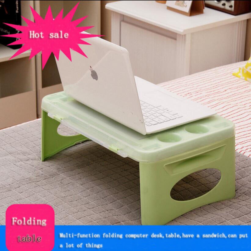 SUFEILE Folding Laptop desk Computer Desk / Mini Coffee Table Storage Plastic Fold Tables with A Small Notebook Car Learning