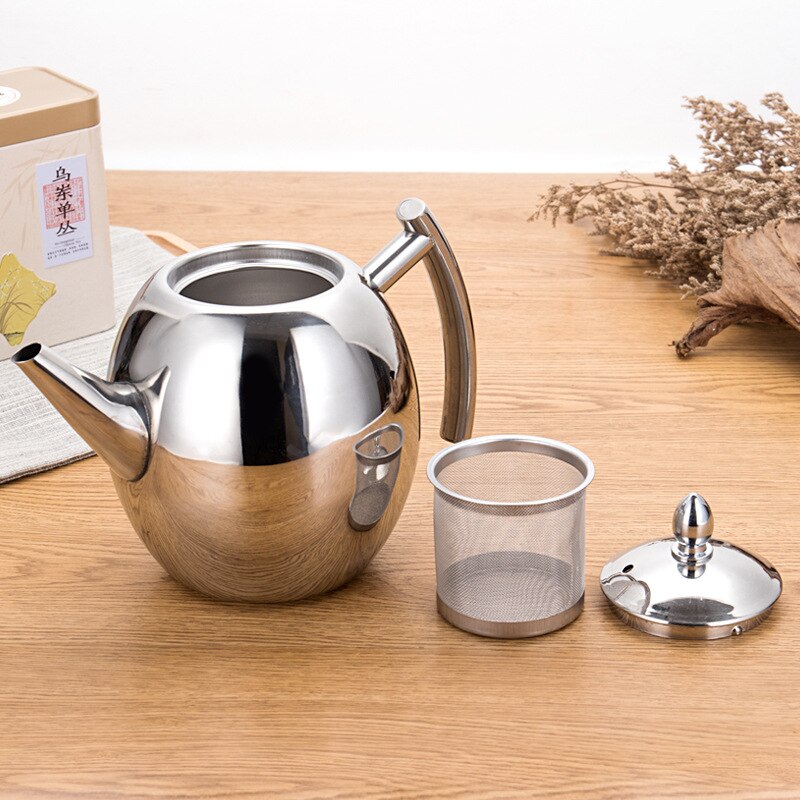Stainless Steel Tea Pot Coffee Pot With Filter Hotel Restaurant Induction Cooker Tea Kettle Water Pot 1L/1.5L