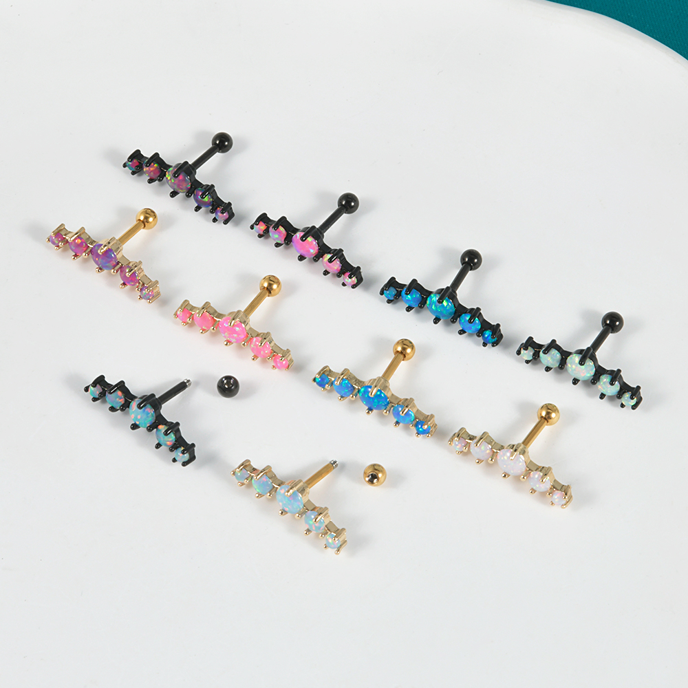 1 Stuk Chirurgisch Staal Opaal Oor Tragus Kraakbeen Stud Helix Piercing Schroef Bal Kwab Oorbellen Barbell Sieraden