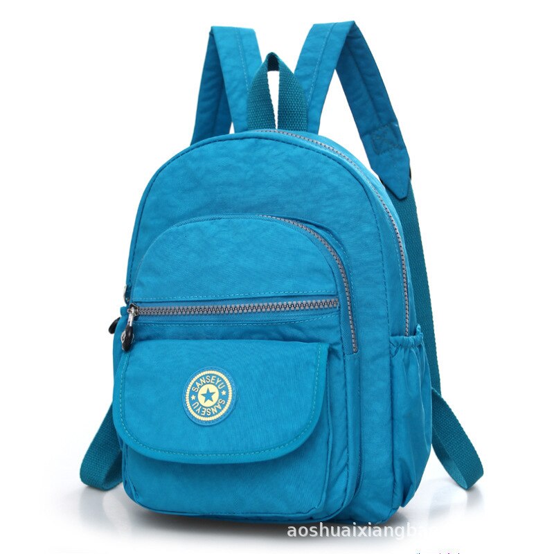 Mochila escolar informal de nailon para mujer, Mochila pequeña e impermeable, bolso de hombro, bolso de mano de capacidad Simple, mochila para chicas: sky blue
