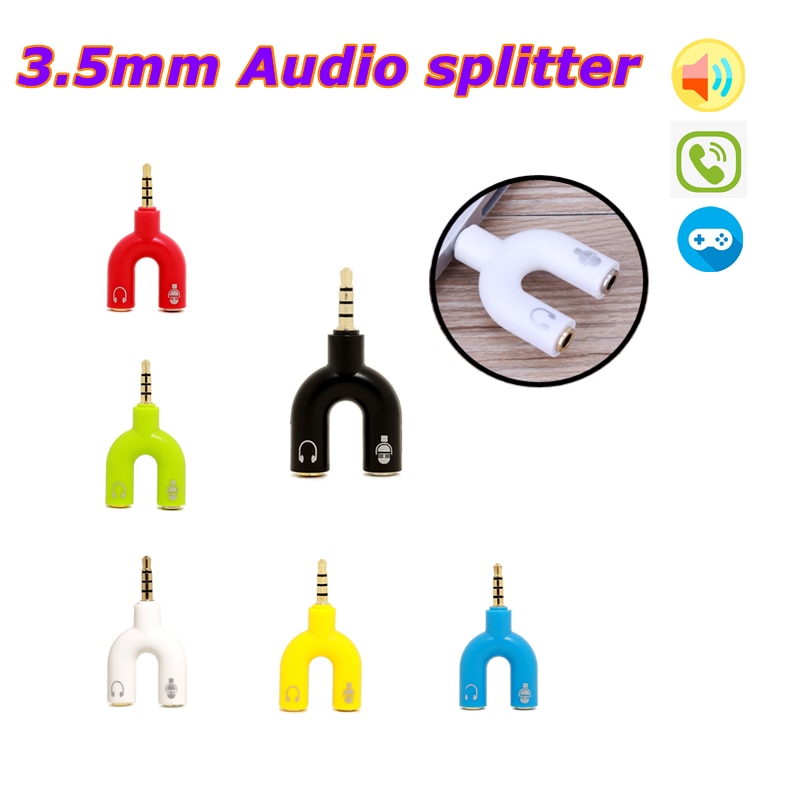 U-Vormige 3.5Mm Een-op-Twee Audio Adapter Stereo Audio Splitter Microfoon Microfoon En Audio Headset 2-Way Jack Adapter