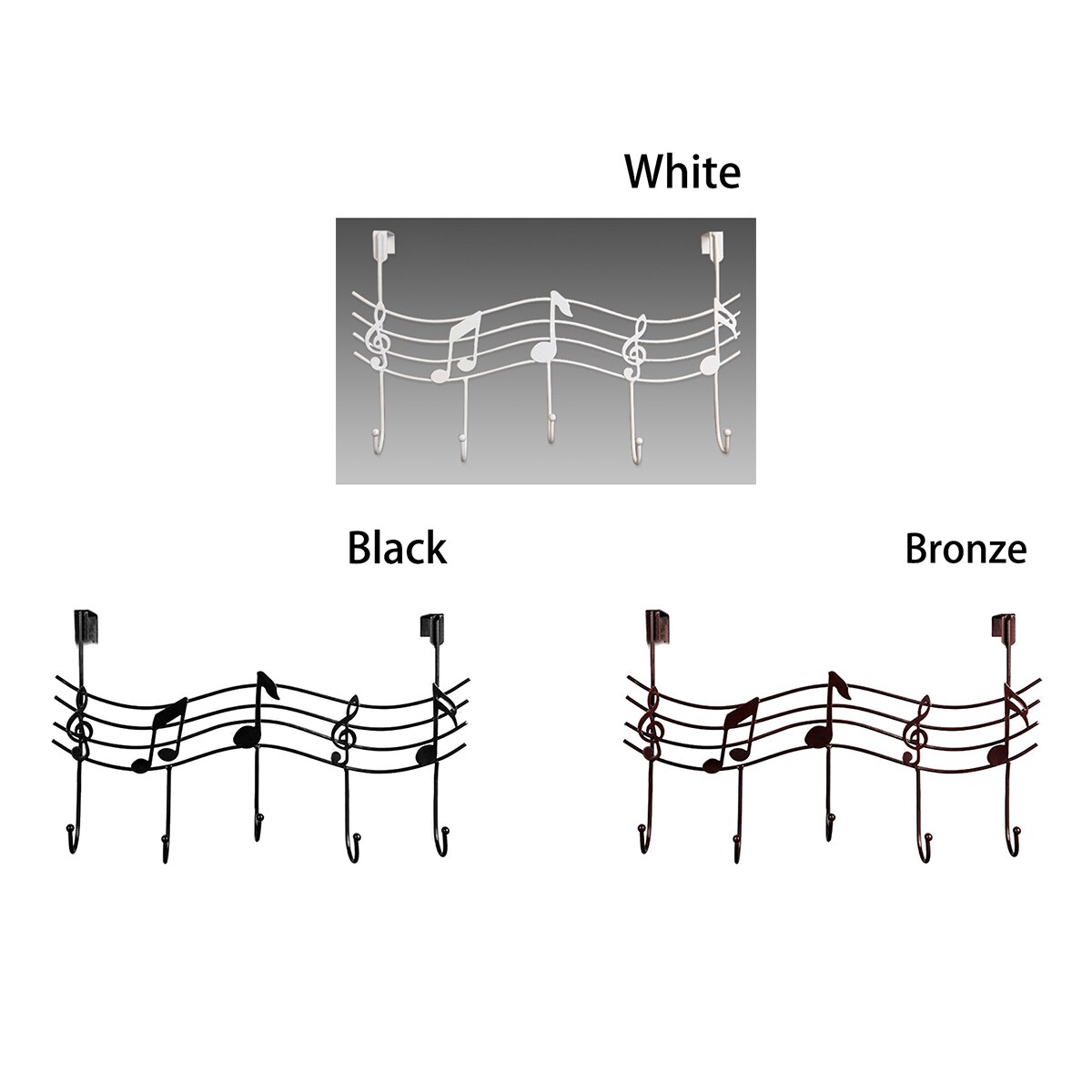Notas musicales creativas, ganchos de pared, colgador organizador de cocina para baño, colgador de hierro con 5 ganchos