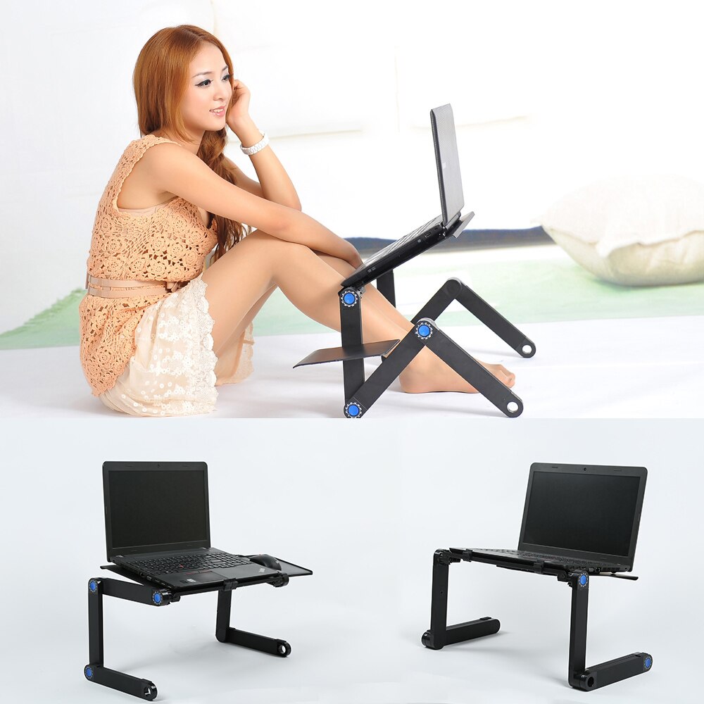 Aluminium Adjustable Laptop Stand Lightweight Portable Laptop Table Office Laptop Riser Standing Desk with 2 Cooling Fans