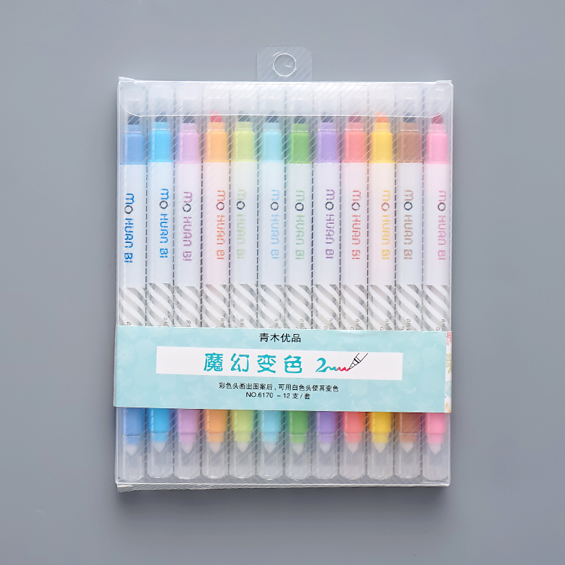 Andstal MAGIC 12 Kleuren Kleur Veranderende Markeerstift Scrapbooking Doodling Aquarel Marker Pen Set Fluorescerende Fluo Markeerstiften: Default Title