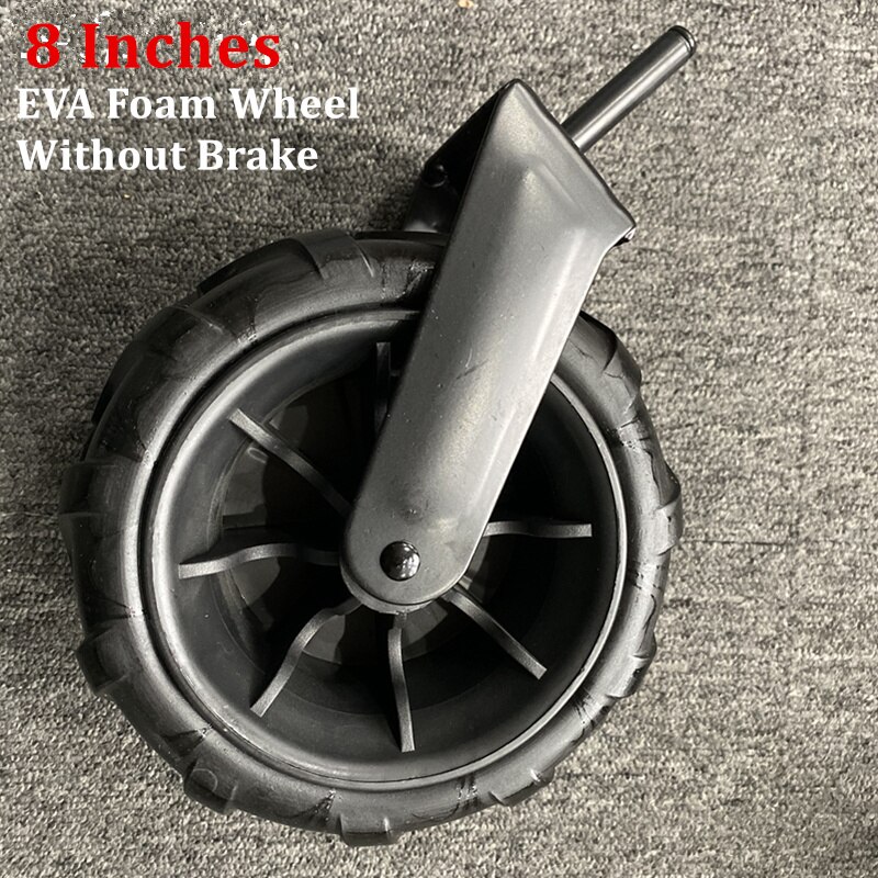 Alwaysme 7Inch 8Inch Breedte 4Inches Eva Foam Effen Rem Wielen Met Vork Voor Utility Wagon Karren, hand Vrachtwagens, Grasmaaiers: 8 Inch Without Brake