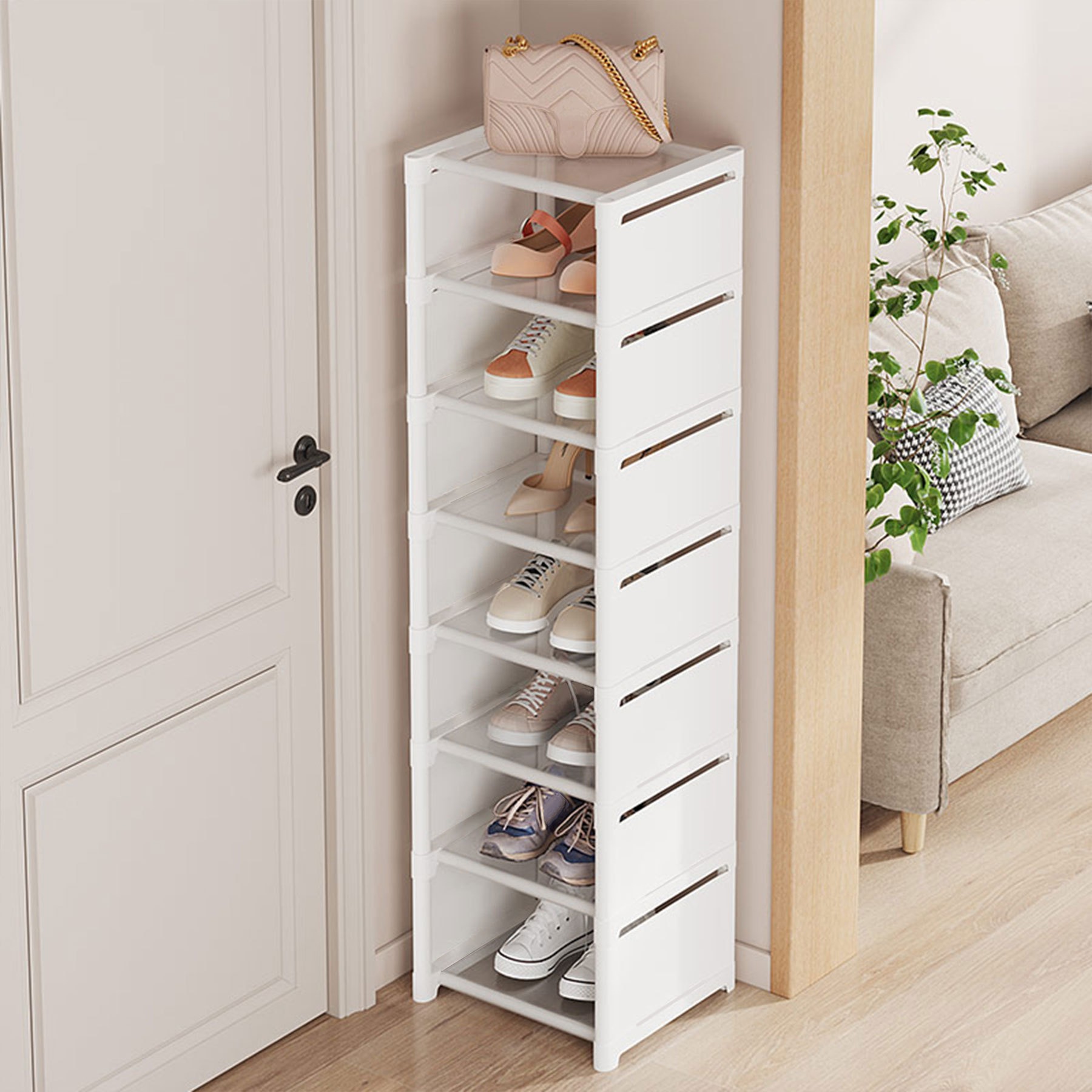 Mehrere Schichten, Schuh-Organizer, Verwendung ein der Tür, Schuhregal-Organizer, Vliesstoff-Gestell, stapelbares Regal, verstellbar, platzsparend