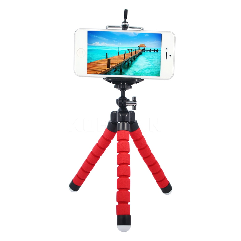 Kebidu Mini Flexibel Statief Spons Octopus Met Telefoon Clip Voor iPhone Xiaomi Huawei Smartphone Gopro Camera Accessoire Statief: Red