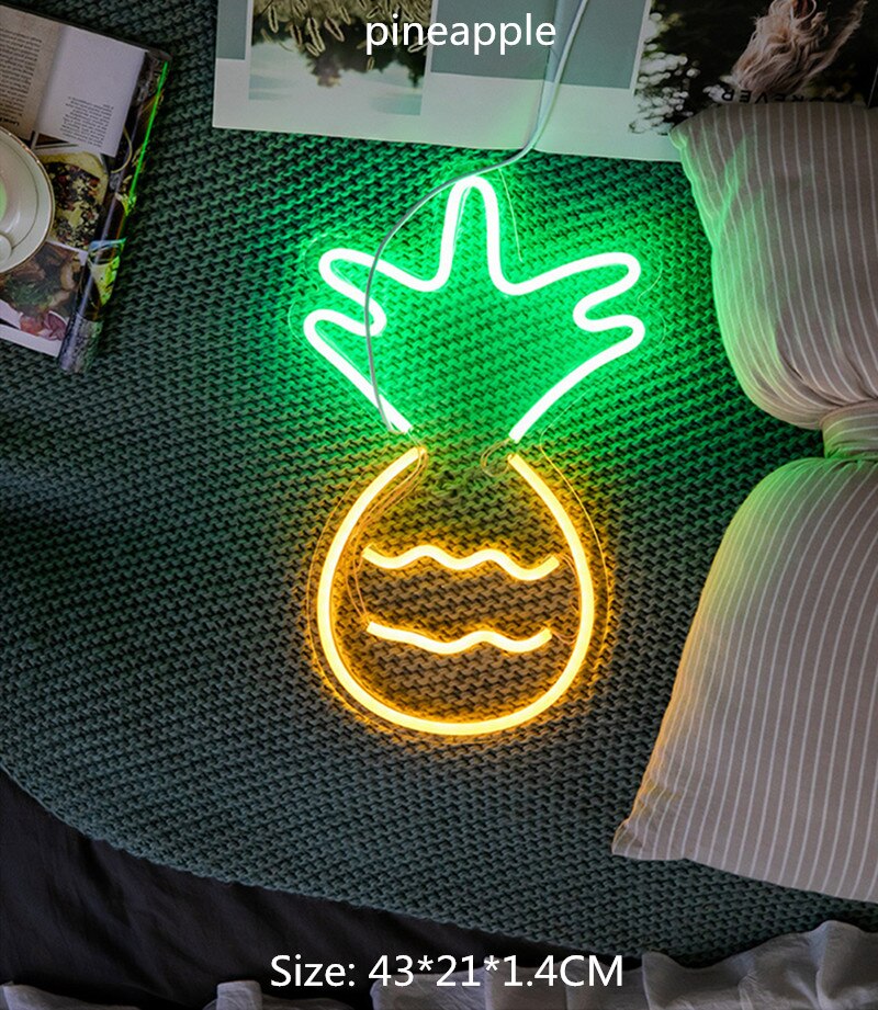 LED Neon Licht met Lampjes Sexy Teken Ijs Neon Geel Cool Licht Kerst Partij Bar Winkel Art wanddecoratie: pineapple