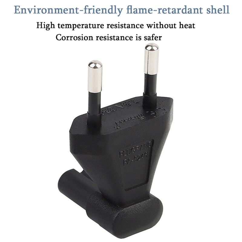 2 broches ue mâle à Iec 320 C7 femelle adaptateur secteur 2.5A fusible, convertisseur de puissance lourd industriel ue