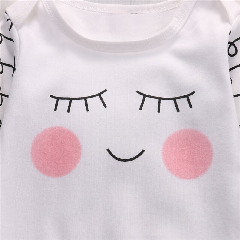 Cute Newborn Baby Clothes Sleepy Eyes+Rosy Cheeks Baby Gown Hat Infant Newborn Coming Home Sleepwear Sleeping