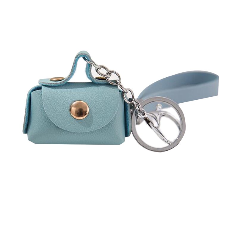 Mini Key Wallets Lipstick Key Bag For Women Purse earphone bag Leather Cute Bag: blue