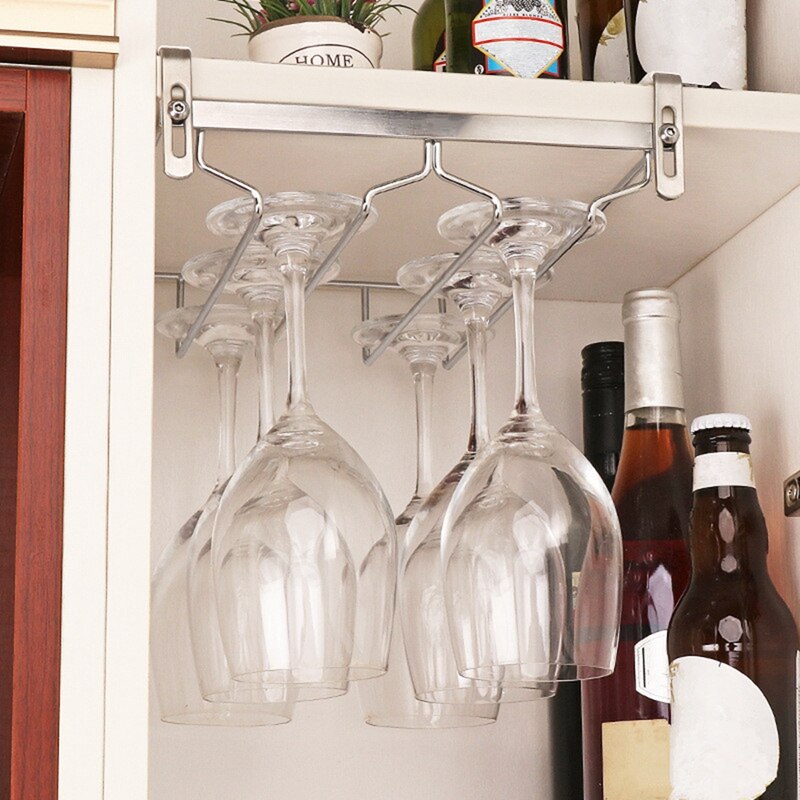 Dobbel rad glassholder rustfritt stål gratis stansing husholdning vin skap vin kopp stativ