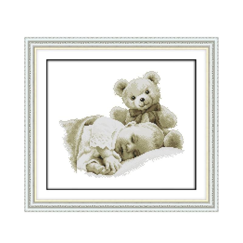 Kits de costura de bordado de punto de cruz estampado, patrones de bebé y su muñeca, 11CT, 14CT, artesanía de hilo contado impresa, conjunto de decoración del hogar