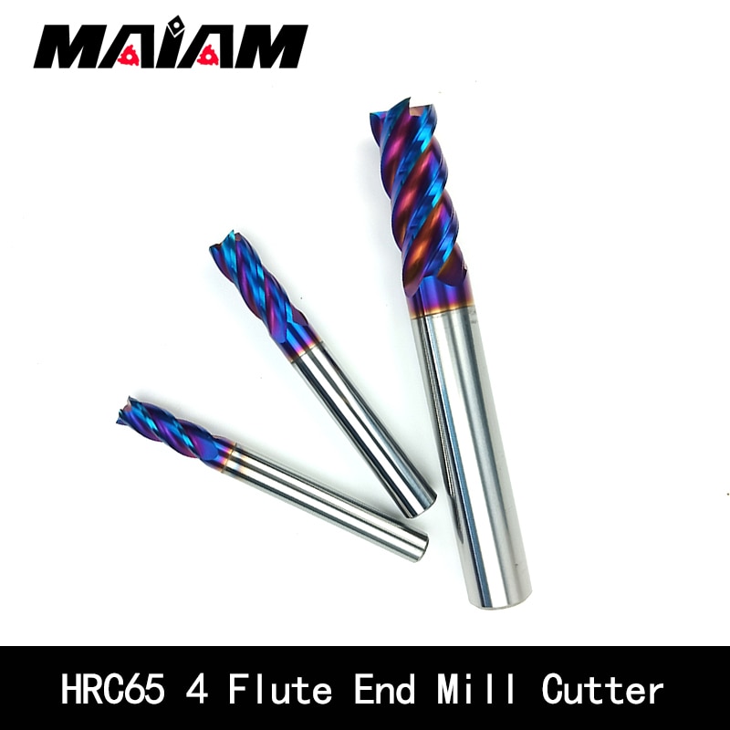 end mill hrc65 10mm 4 flute cnc end milling cutter tungsten carbide rod 4mm 6mm 8mm 12mm for er collet lathe tool holder machine
