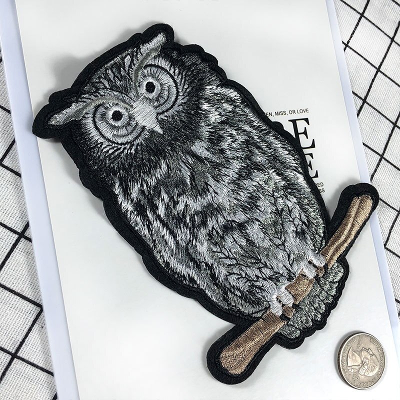 Zwarte Uil Borduren Badges Voor Kleding Naaien Punk Dier Patches Diy Custom Vogels Applicaties Op Jas Zak parches