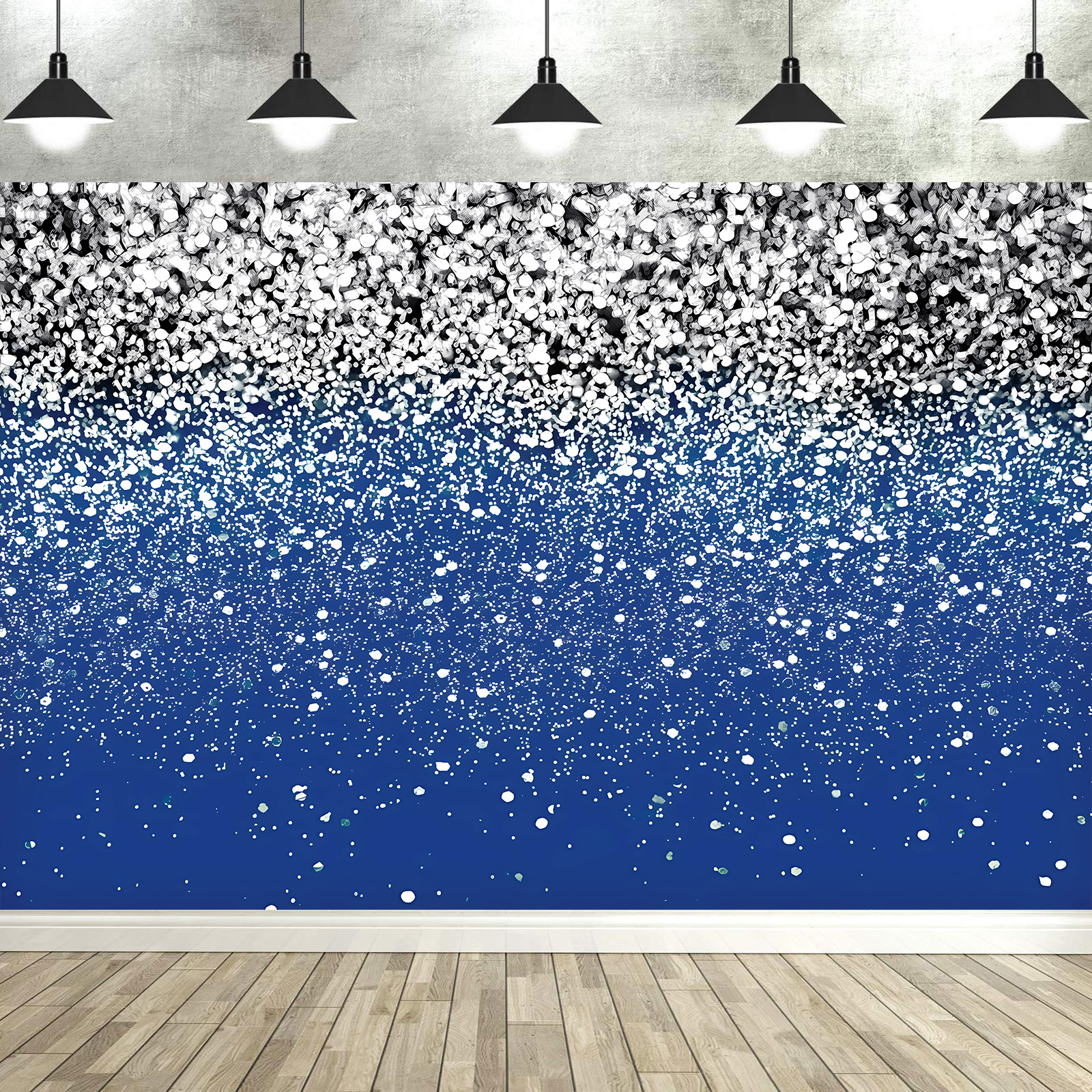 Dewprint Schwarz Gold Silber Glitzer Kulissen golden glänzend Punkt Stern Polka hell Bokeh Hintergründe für Geburtstag Hochzeit Party: hell Blau / 150*150